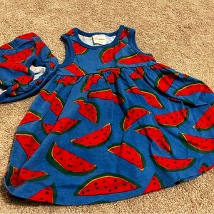 Watermelon Print Baby Dress and bloomers Set